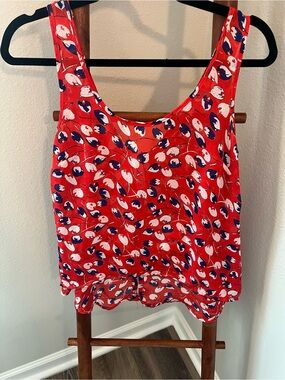 Mimi Chica Red Floral-Pattern Scoop Neck Camisole